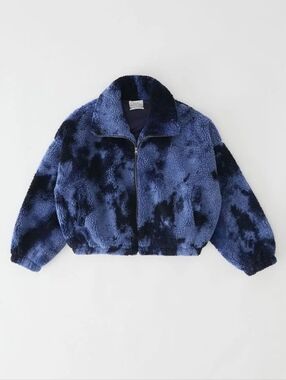 URBAN OUTFITTERS Blue CozyOlivia Tie-dye Sherpa Oversized Cropped Jacket Medium